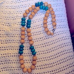 Handmade wooden beads two tone necklace